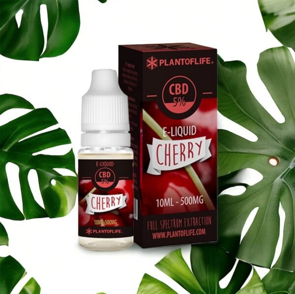 Gros plan sur le E-LIQUIDE CERISE CBD 500MG, offrant une explosion de saveurs fruitées pour une expérience de vapotage unique.